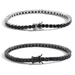 سلسلة eyika Silver 3/4/5mm Zircon Black Zircon Tennis Bracelet Bucled rewing ice out cz bracelet hip Hop Mens Jewelry Q240401