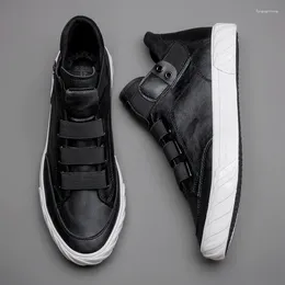 Casual Shoes Men's Leather Korean Trend Bekväm loafer Men British Fashion High Top Sneakers Moccasins lägenheter