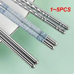 Pauzinhos 1-5pcs Conjunto de aço inoxidável doméstico adulto reutilizável antiderrapante talheres ferramentas de cozinha