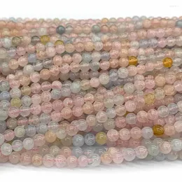 Pietre preziose sciolte Veemake Morganite Perline rotonde per la creazione di gioielli Collana fai da te in cristallo naturale Bracciali Orecchini Pendenti