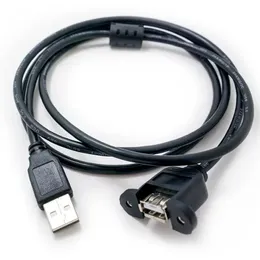 Cabo de extensão usb 2.0 macho para fêmea, 1.5m, com montagem em painel, parafuso, trava, conector, adaptador, conector para computador