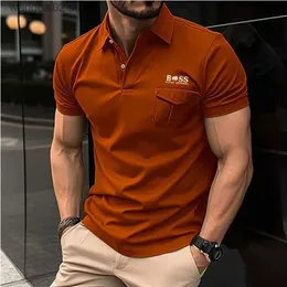 T-shirt da uomo Europa e Stati Uniti New Mens Polo a maniche corte Tasca traspirante Assorbimento del sudore Polo sportiva di alta qualità T240401