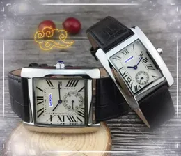 Mens Womens Square Roman Watches Quartz Movement Male Time Tank Solo Must Designer Male Lady Clock Two Half Pins Roman Dial Lovers Couple Watch montre de luxe gifts