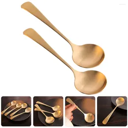 Spoons 2 Pcs Handmade Pure Copper Spoon Cucharas Para Postres Home Supplies Soup For Dessert Metal Kitchen Cooking Tableware