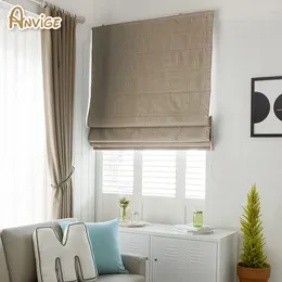 Anvige Modern Motorised CottonLinen Fabric Flat Roman Blinds Rollor Shades For Living Room Anpassade fönstergardiner 240322