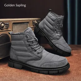 Boots Golden Sapling Military Man Tactical Boots Platform Flats Retro Men's Outdoor Winter Shoes Classics Snow Boot Leisure Work Shoe