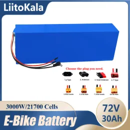 Liitokala 72V 30AH 20S6P 21700 Bateria de lítio para 84V Bicicleta elétrica Bicicleta Motocicleta TRICICLOS ELÉTRICOS TROLLEY GOLF