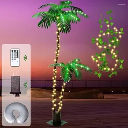 Decorative Flowers Kenvc Lighted Palm Tree Christmas Decor 6' 3.3' LED Artificial Fake Outdoor Light Up With 207 Lights