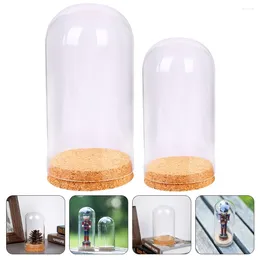 Vases 2 Pcs Preserved Flower Glass Cover Clear Dome Display Holder Mini For Flowers Transparent Protector Ornament Cupcakes