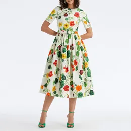 Grundlegende Freizeitkleider Amerikanisches Designerkleid mit Blumenmuster Urlaub New Line Midi Drop Delivery Bekleidung Damenbekleidung Dheej