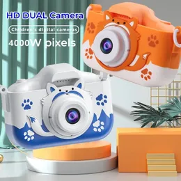 8G16G32G Childrens HD Dual Cartoon Digital Camera Söt liten DSLR Mini Toy Kids Baby Birthday Presents Toys Outdoor 240319