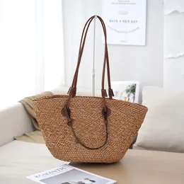 Borsa da spiaggia di design Cestino in paglia intrecciata a mano in erba marina francese Borsa in paglia intrecciata di grande capacità per donna