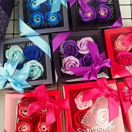 Handmade Soap 4 pieces/box flower handmade soap Mothers Day gift soap flower rose elegant decoration Valentines Day perfume rose soap Y240401