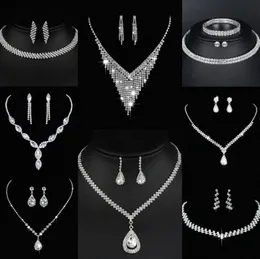 Valioso laboratório conjunto de jóias com diamantes prata esterlina casamento colar brincos para mulheres nupcial noivado jóias presente t1rK #