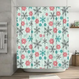 Tende da doccia Fiocchi di neve e pois in verde menta Tenda rossa 72x72 pollici con ganci Modello personalizzato Regalo dell'amante