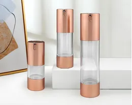 Bottiglie di stoccaggio Flacone airless da 30 ml Pompa per vuoto oro UV Trasparente Lozione per il corpo Emulsione Essenza per gli occhi Toner Fondotinta Cura della pelle Imballaggio cosmetico