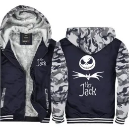 Camuflagem O Pesadelo Antes do Natal Jack e Sally Skellington Moletons com capuz Jaqueta com zíper Casaco grosso Agasalho EUA E9126988