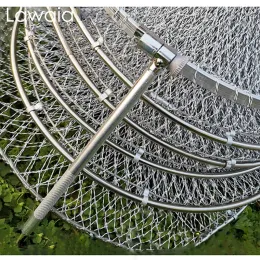 ملحقات Lawaia Fishing Landing Net Handmade Gray Line Line Line Hand Net Tercyding Net Dagge Rings Stainless Steel Rings