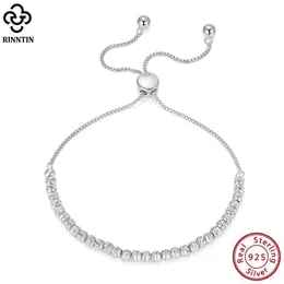 Łańcuch Rintin 925 Sterling Srebrna ręcznie robiona włoska diamentowa bransoletka z koralików Bolo 3mm odpowiednia dla kobiet z regulowanym eleganckim prezentem biżuterii SB125 Q240401