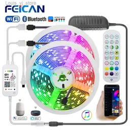 LED Strings WiFi Strip Lamp Bluetooth الأشعة تحت الحمراء 10M 20M 12V RGB TAPE يعمل مع Alexa Music Neon Ribbon Decord Decord Lights YQ240401