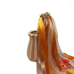 Dekoracja imprezy koronkowa wstążka ozdobna różdżki z Gold Bell Fairy Stick Twirling Streamery Prop