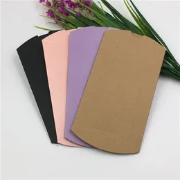 Gift Wrap 12pcs/Lot Macaron Color Two Size Kraft Paper Pillow Boxes For Valentine's Day Candy Confession Letter Creative