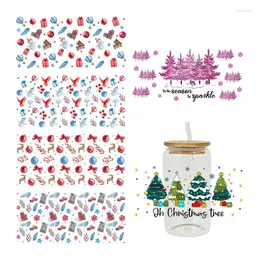 Fensteraufkleber UV DTF Weihnachtsgeschenk Baum Drucke Vollverpackungen für 16 Oz Libbey Glasdose Sublimation DIY Wasserdicht D3520