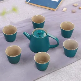 Conjuntos de chá feitos à mão cerâmica fosca conjunto de chá chinês decoração simples café pote copo bule saudável zen