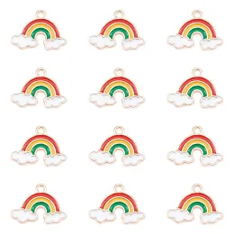 Adapter 40st Emalj Rainbow Clouds Charms för smycken som tillverkar DIY -halsband hängar örhängen tillbehör 14x18.5mm