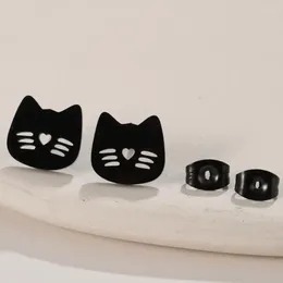 Stud Earrings Top Simple Kitty Animal Black Earring For Kids Girls Tragus Piercing Stainless Steel Women 2024 Trending