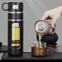 520ml Çay Su Şişesi Çay Filtresi Yüksek Borosilikat Cam Çay Suyu Ayrılma Su Kupası Taşınabilir Filtreleme Şişe Tumbler 240325