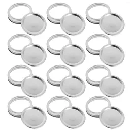 Storage Bottles 12 Set Canner Mason Jar Lid Ball Lids And Rings Silver Circle Wide Mouth Reusable Covers Leakproof Canning With Sealing