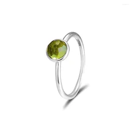 Pierścienie klastra 925 Sterling Silver August Droplet Pierścień Peridot Biżuteria na imprezę Party Wedding Birthstone S925