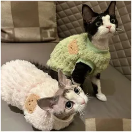 Costumi per gatti Abbigliamento Autunno Sphynx Vestiti per l'inverno Caldo Veet Ispessimento Gattino Gilet Morbido Dolce Cappotto per cani Outwear Drop De Homefavor Dhb3Q