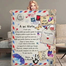 A mi NietaNieto Posta aerea Stampa Coperta in pile sottile Regalo amorevole per la nipoteGrandson Divano Nap Morbide coperte calde 240325