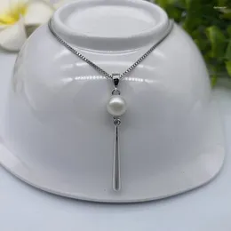 Wisiorki Sinya 925 Pure Silver Stick Carm Natural Slimwater Pearl Naszyjnik obejmuje 18 -calowy łańcuch biżuterii dla kobiet