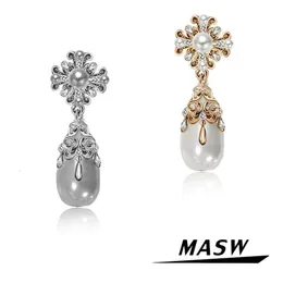 MASW оригинальный дизайн, элегантный темперамент, имитация стекла, жемчуг, висячие серьги-капли для женщин и девочек, подарок, модные украшения 240401