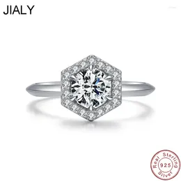 حلقات الكتلة Jly Fine Ehombus Face European CZ S925 Sterling Silver Ring for Women Birthday Party Gleding Gift Jewelry