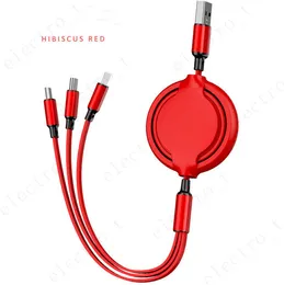 3 in 1 retractable Stretch cable convenient storage charging cables Data line For Android Type C moblie Samsung phone MQ50