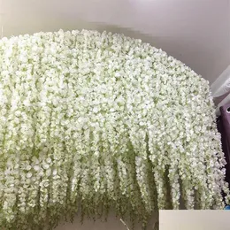 Decorazioni di nozze Idee glamour Elegante fiore di seta artificiale Glicine Vite 3 forchette per pezzo Più quantità Beauti246U Drop Deliv Dhdnl