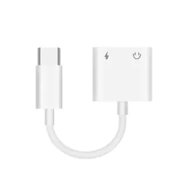 Ny 2024 Typ C -adapter 2 i 1 splitter för Samsung Galaxy S21 S20 FE Note 20 Ultra Note 10 Plus USB C till 3,5 Jack Earphone Audio Cable för