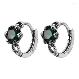 Hoop Earrings Real S925 Silver Trendy Retro Zircon Men's And Women's Ear Buckles