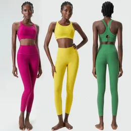 Women High Impact Gym Suit Two Pieces Fitness Yoga Set Super Stretch Slim Fit Running Sportswear Breathable Workout Clothes 240322