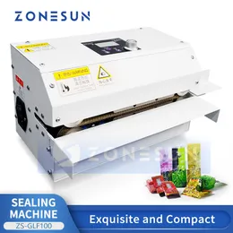 Zonesun portátil banda contínua aferidor saco máquina de selagem folha alumínio filme plástico pe revestido papel embalagens alimentos ZS-GLF100