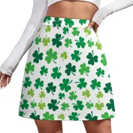 Irish Shamrock Themed Skirt Women St Patricks Day Cute Mini Skirts Street Style High Waist Graphic Oversized Casual Aline 240401