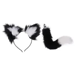 2 여자 섹시한 고양이 여우 코스프레 소품 플러시 귀 머리띠 세트 성인 가장 무도회 파티 재미 에로틱 한 장난감 240315
