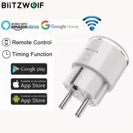Controllo BlitzWolf Spina UE 15A 3450W WiFi Smart Presa di corrente Interruttore Monitoraggio energetico Nessun hub richiesto App Remoto Funziona con Alexa