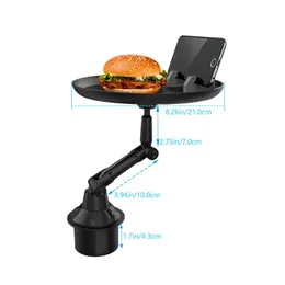 Bandeja de carro suporte de mesa dobrável ajustável com braçadeira suporte de telefone montar mesa de comida de carro para copo garrafa de bebidas giratória