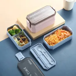 850ml 2 층 벤토 박스 친환경 도시락 음식 음식 용기 밀짚 물질 전자 레인지 용기 식기류 박스