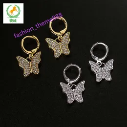 Hip Hop Fashion Butterfly Earrings Instag ram Copper Mens and Womens Earrings Straight Wholesale of Mosang stone necklaces in factories 925 sterling silver